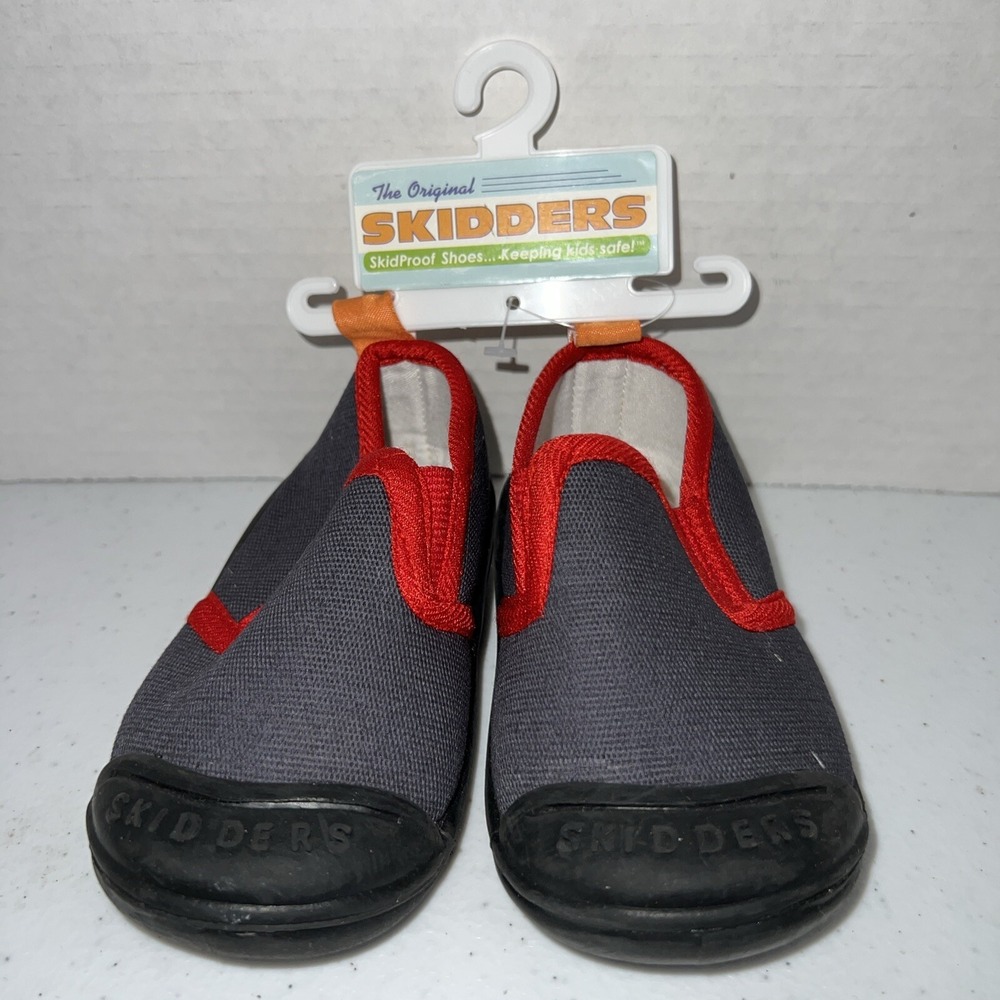 Skidders Toddler Kids Slip-on Shoes 18 Month Size 6 Navy And Red New Skidproof